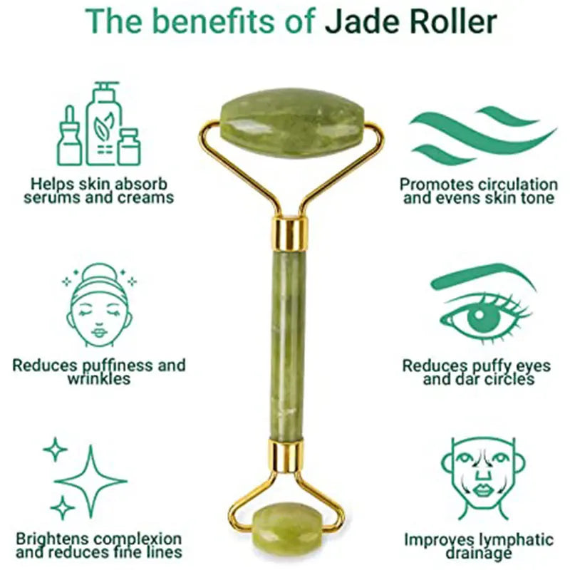 NNEOBA Jade Facial Roller & Gua Sha Scraping Too; Beauty Massager Green