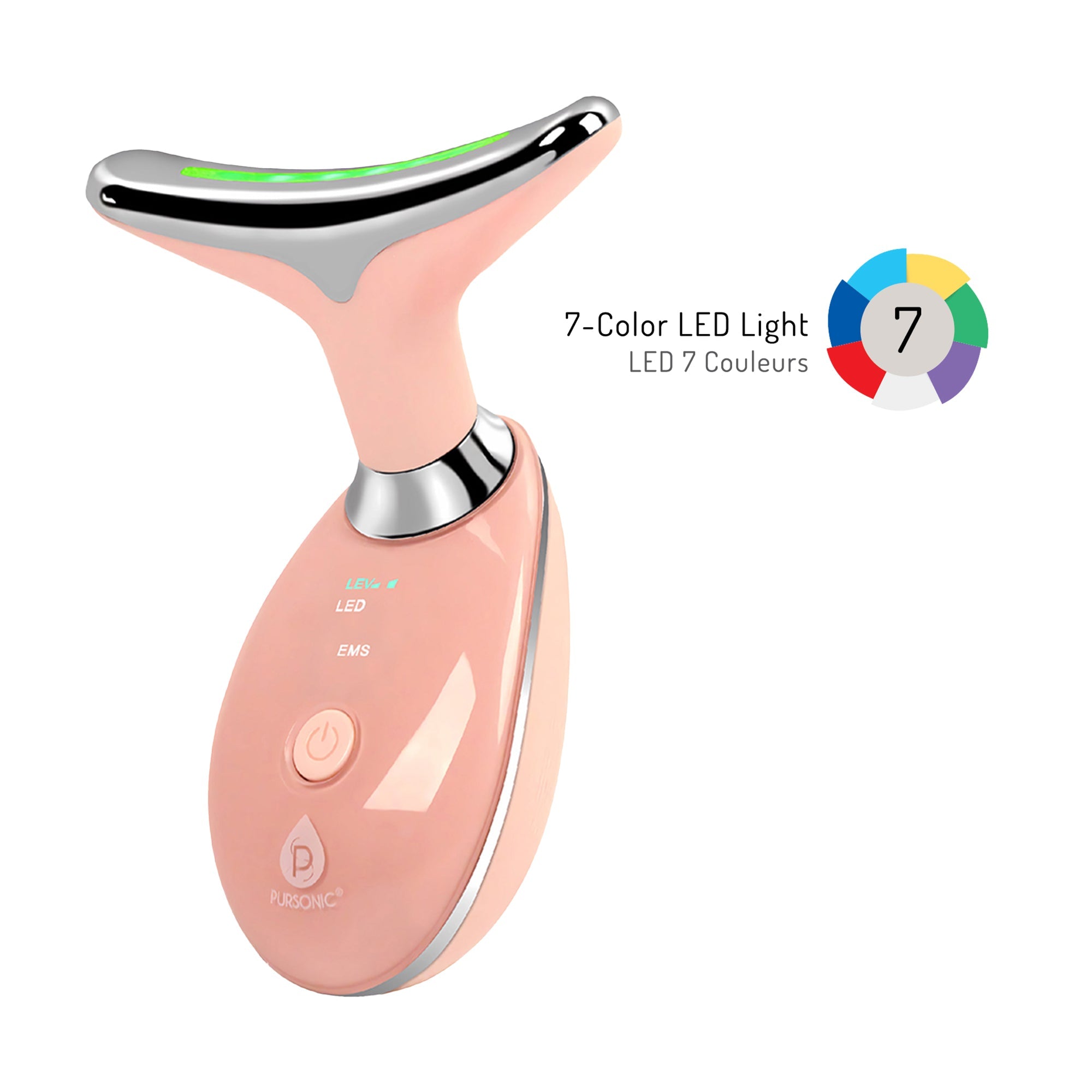 Pursonic 7-in-1 LED Light Therapy Beauty Device - Red Light Therapy Face &amp; Neck Sculpting Wand