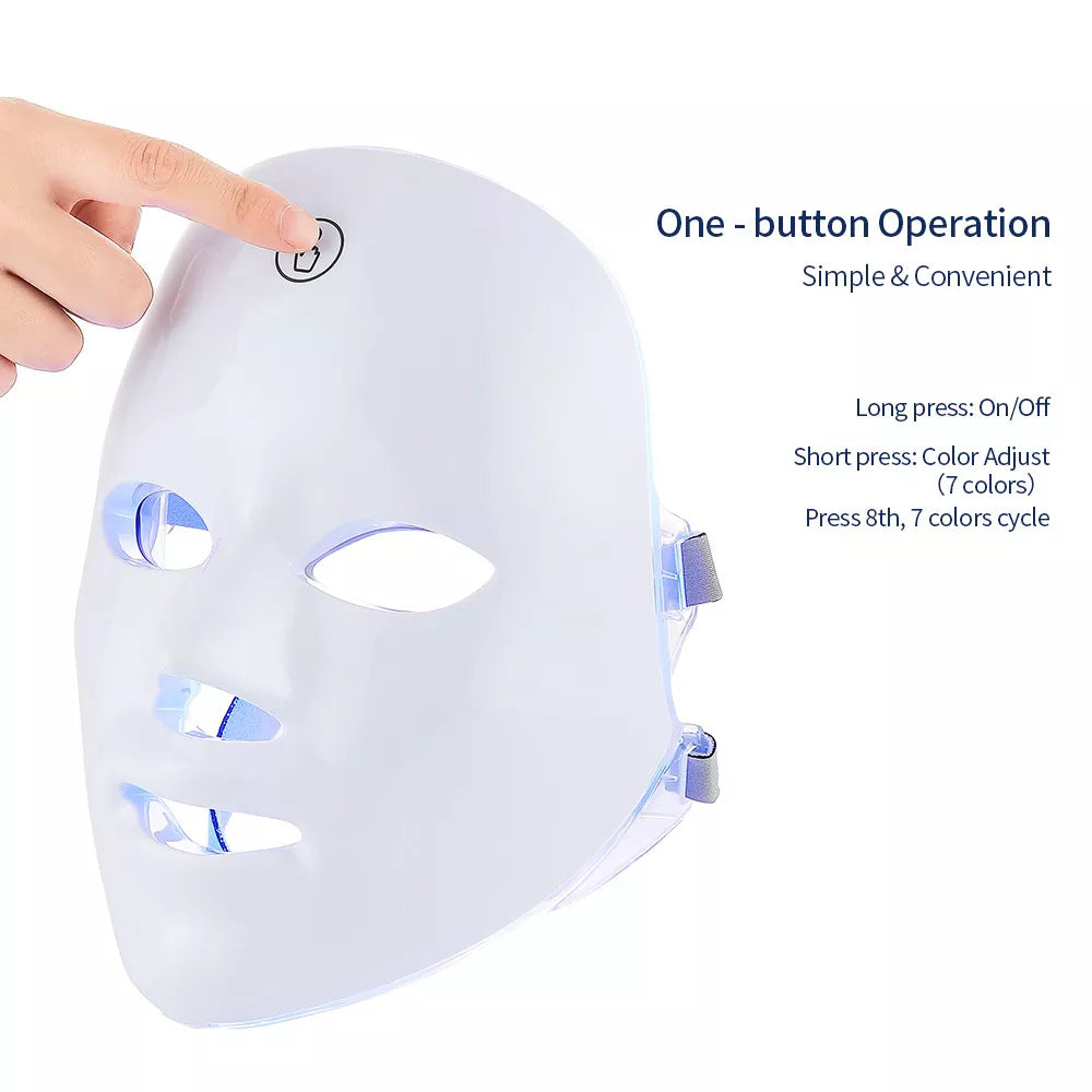 7-Color LED Photon Therapy Rechargeable Facial Mask - Skin Rejuvenation &amp; Beauty Device