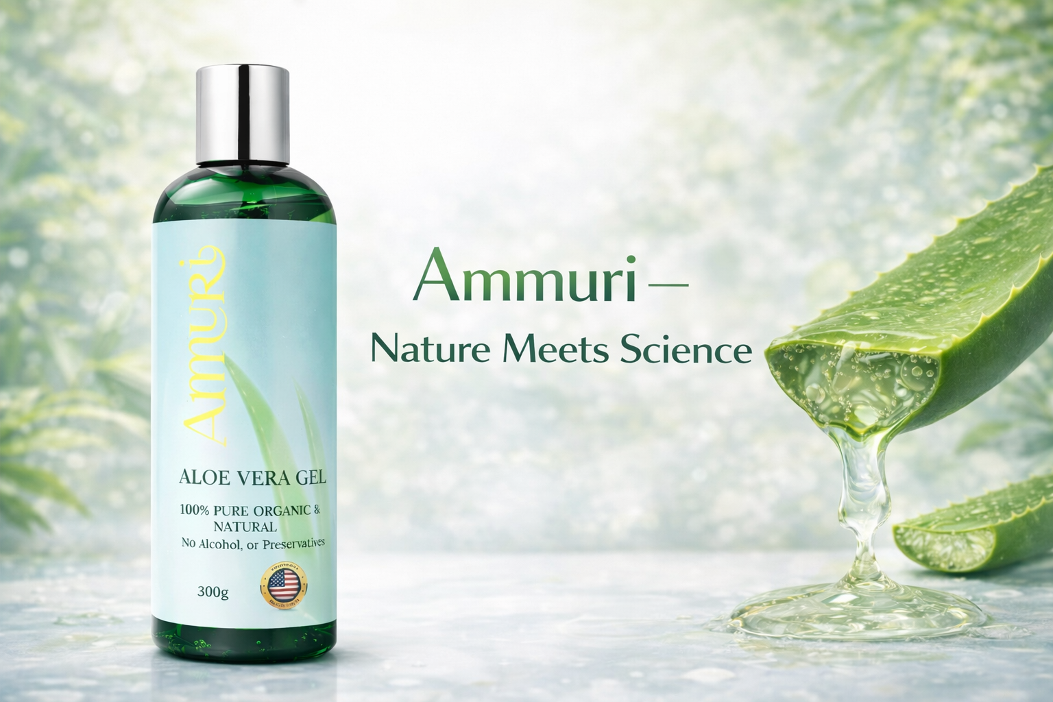 Ammuri Organic Aloe Vera Gel 5 Pack | Natural Hydrating & Soothing Gel for Face, Body & Hair | Pure, Additive-Free Skincare for All Skin Types